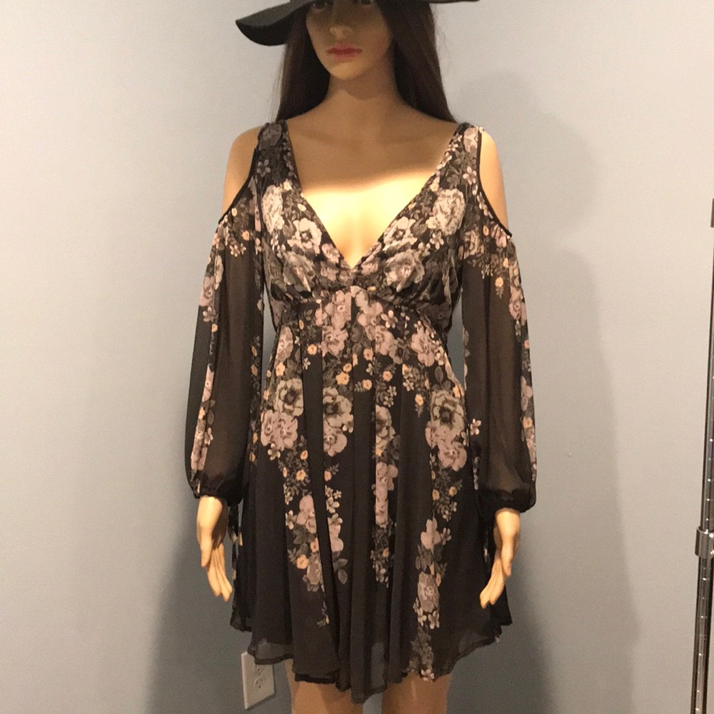 Free People black floral dress